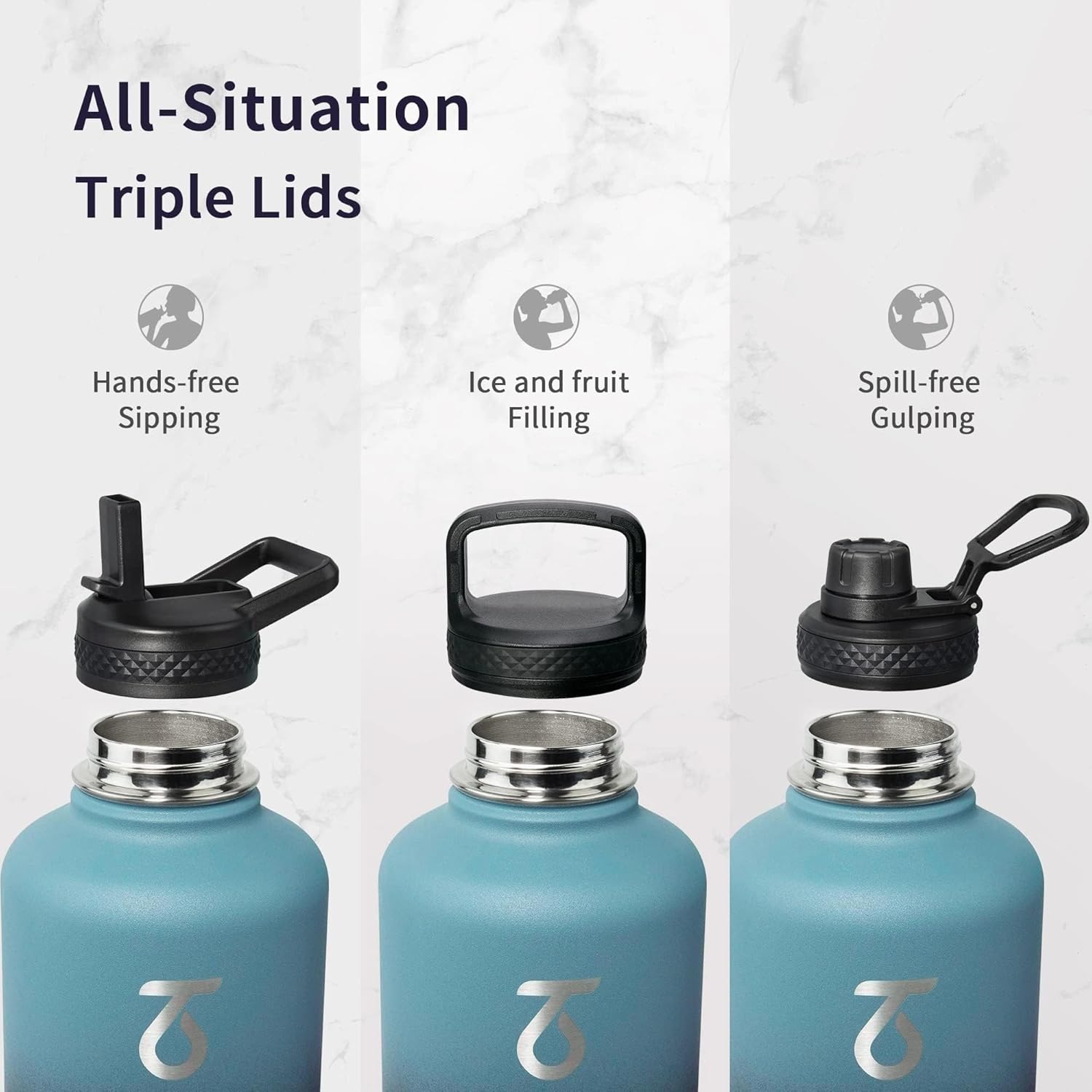 Detalle de Trebo 64oz Vacuum Insulated Water Bottle with Paracord Handle (Indigo/Black)