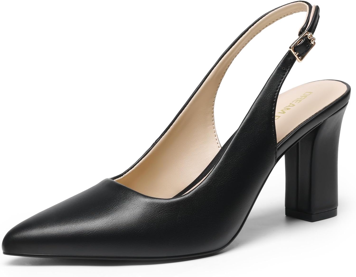 Detalle de DREAM PAIRS Scarpe da donna con tacco slingback: punta affilata e tacco a blocco