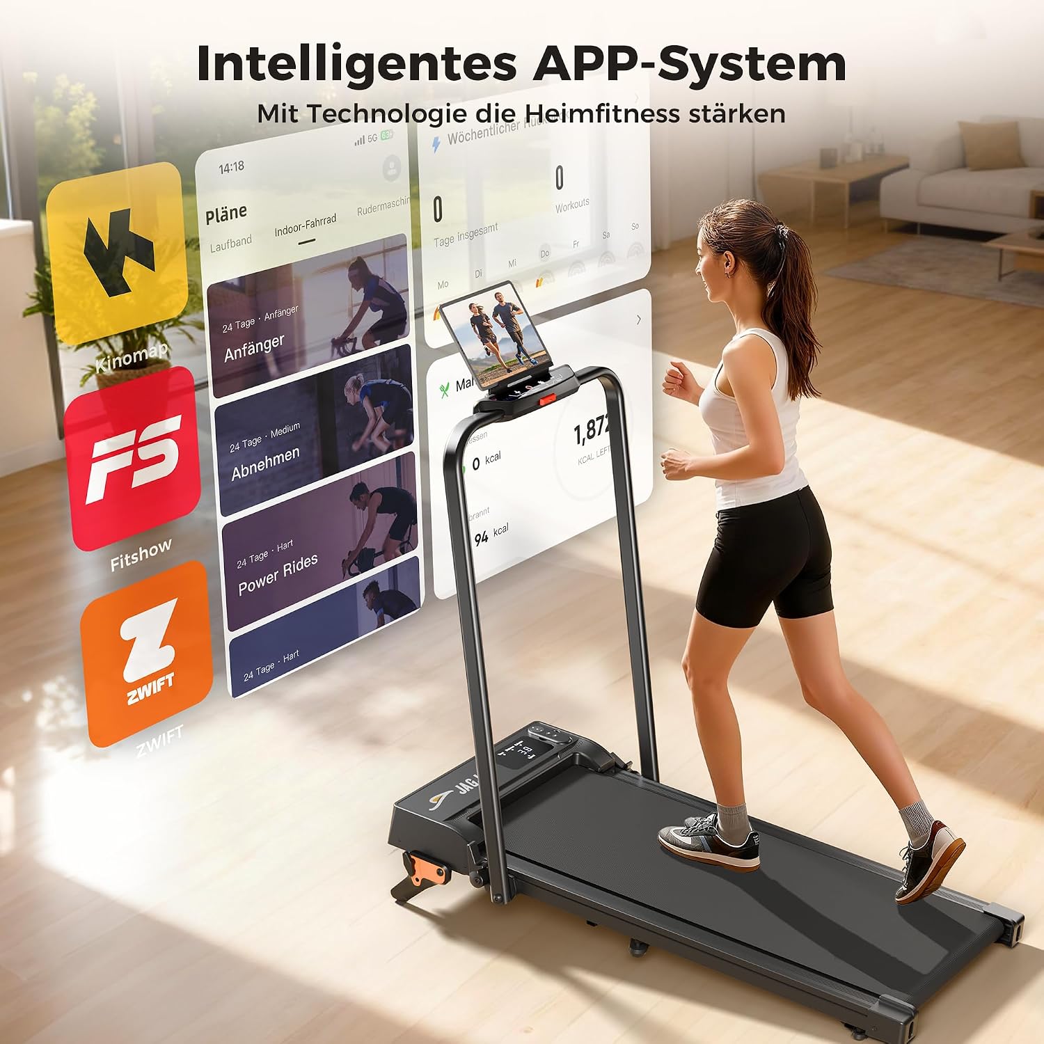 Detalle 2 de 6‑in‑1 Laufband 2,5 PS, 12 km/h, 9% Steigung