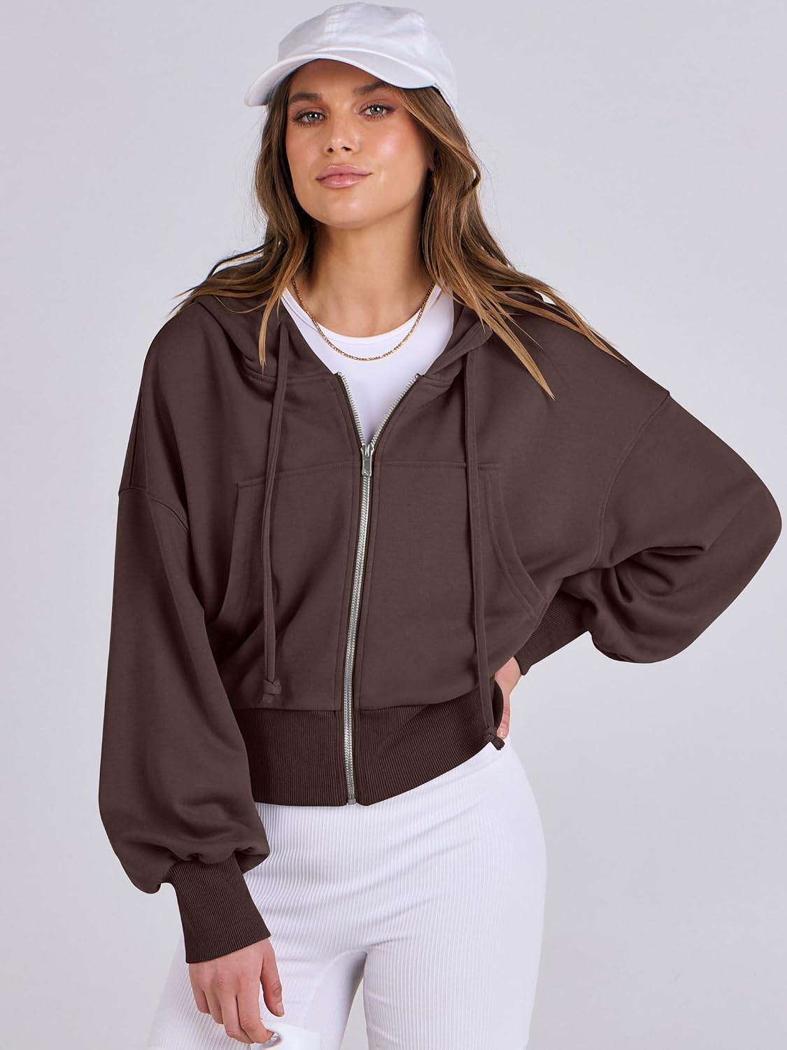Detalle 2 de ANRABESS Women's Zip-Up Hoodie in Polyester-Rayon Blend