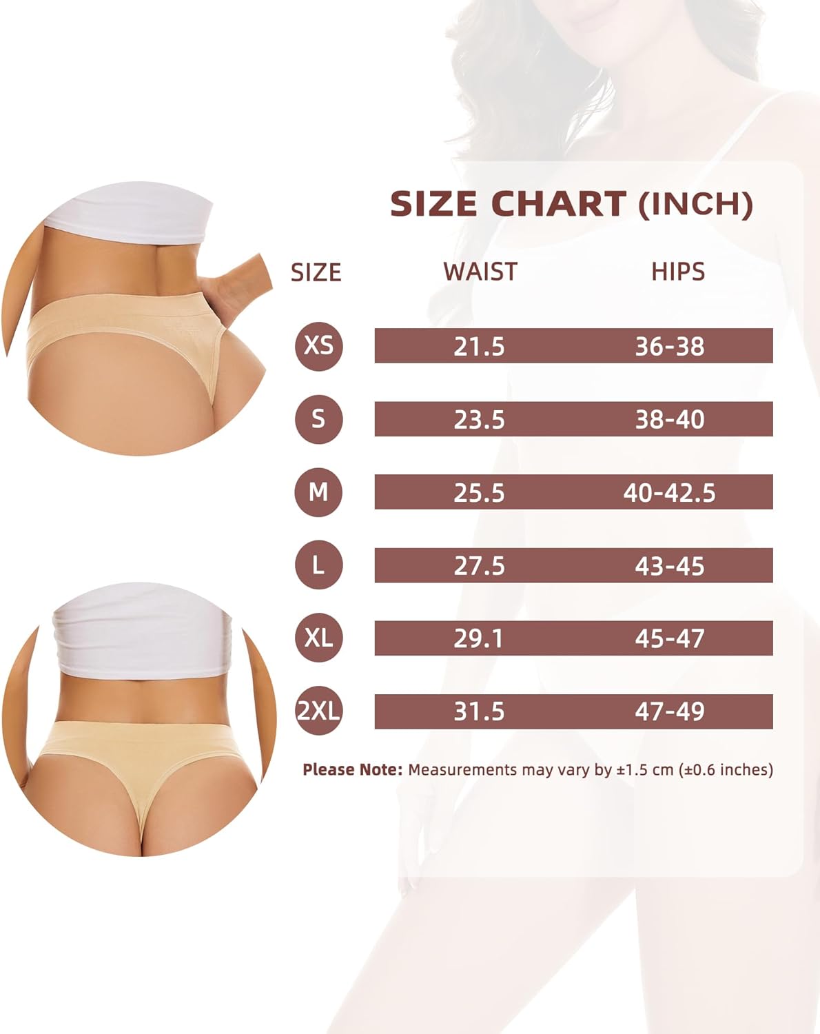 Thumbnail 6 de VOENXE Seamless High-Waisted Thongs for Women – 5-Pack