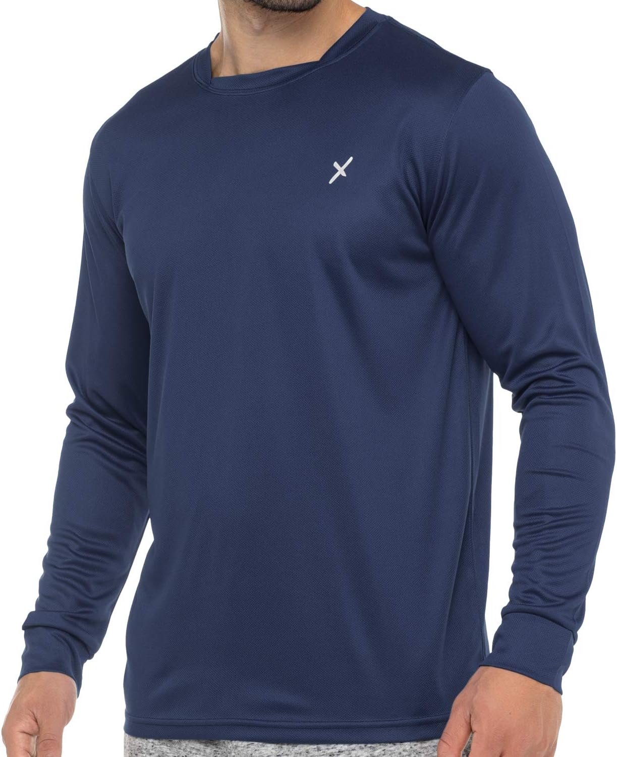 Detalle de CFLEX Men's Long Sleeve Fitness Shirt, Quick-Drying Piqué, Loose Fit