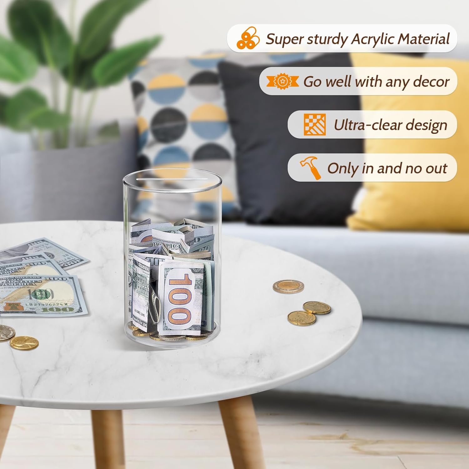 Thumbnail 3 de Hicocool Clear Acrylic Piggy Bank 6-Inch