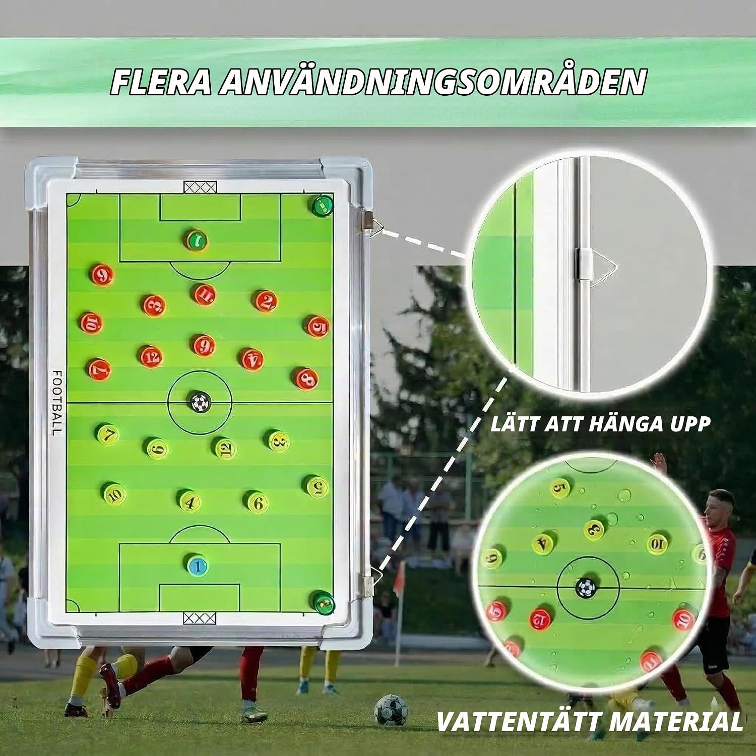Thumbnail 1 de CREADY dubbelsidig taktiktavla för fotboll med magnetiska tillbehör