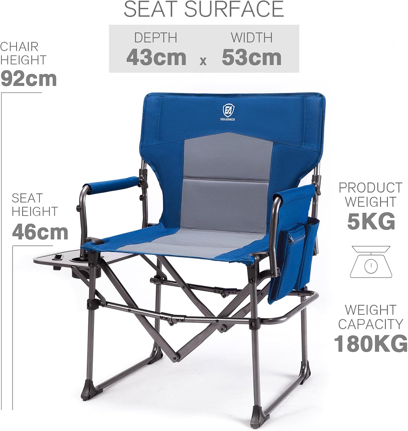 Thumbnail 5 de EVER ADVANCED Regiestuhl Klappbar 180KG – kompakt, stabil und vielseitig
