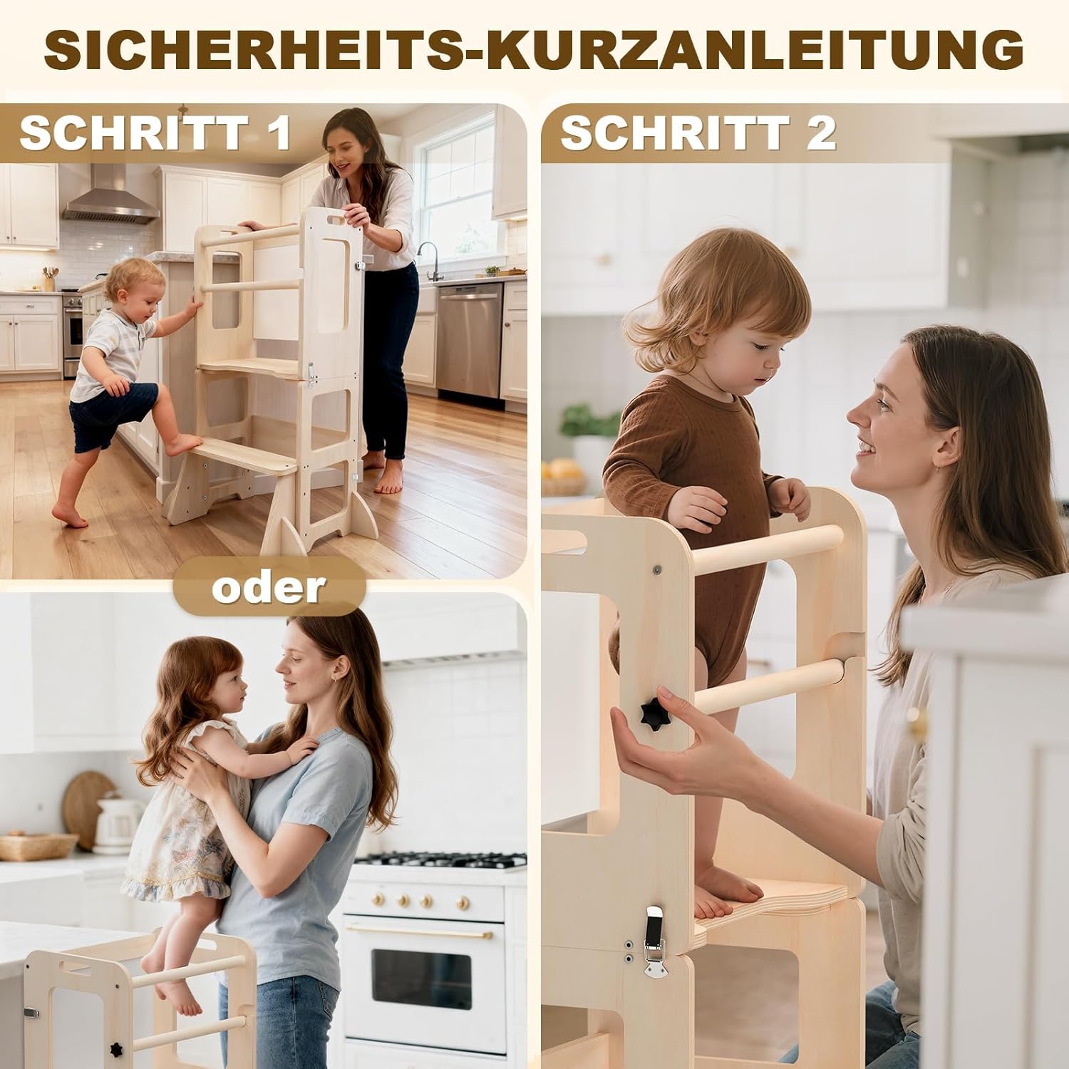 Thumbnail 5 de Montessori Lernturm ab 1 Jahr – 4-in-1 Lernturm mit Whiteboard und Rausfallschutz