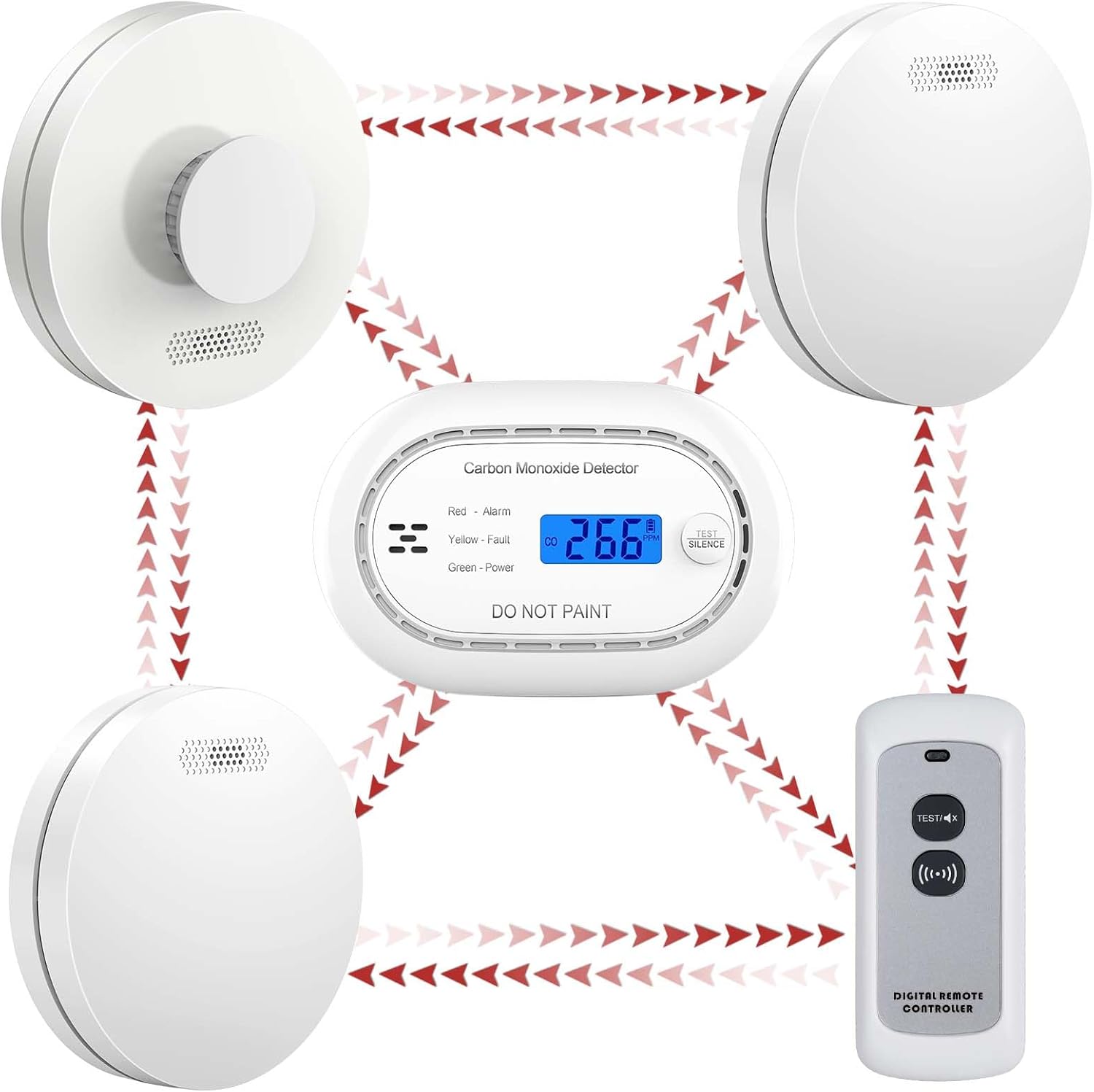 XINDUM Wireless Interlinked Smoke Alarm Bundle