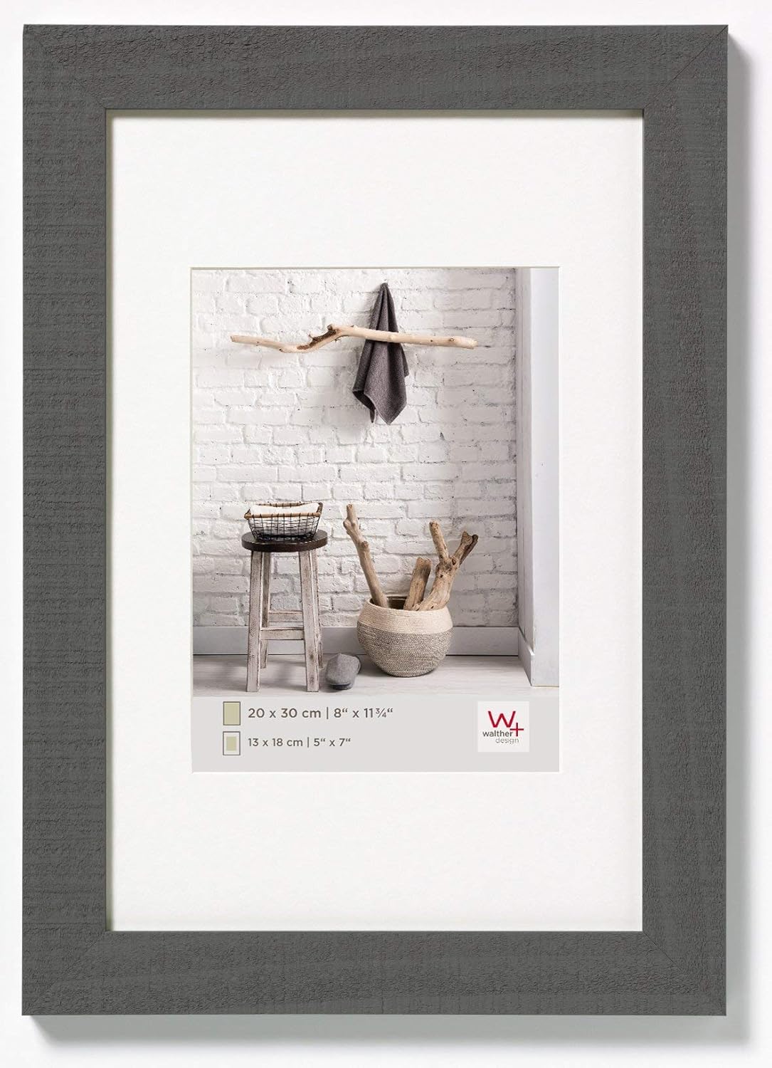 Detalle 2 de Walther Design Cadre Photo Gris 18 x 24 cm avec Passe-Partout – HO824D