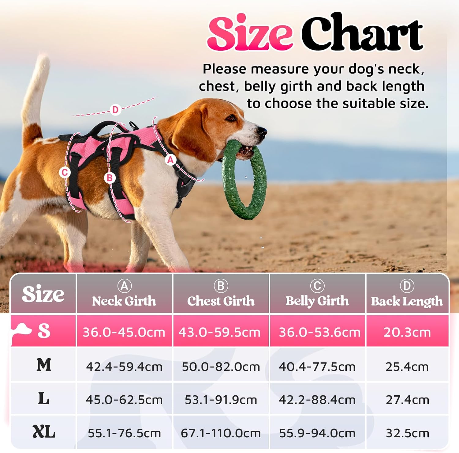 Thumbnail 1 de rabbitgoo Escape-Proof Dog Harness (Medium) with Large Handle – Adjustable Anti-Pull Reflective Vest for Outdoor Training & Service Dogs, Pink