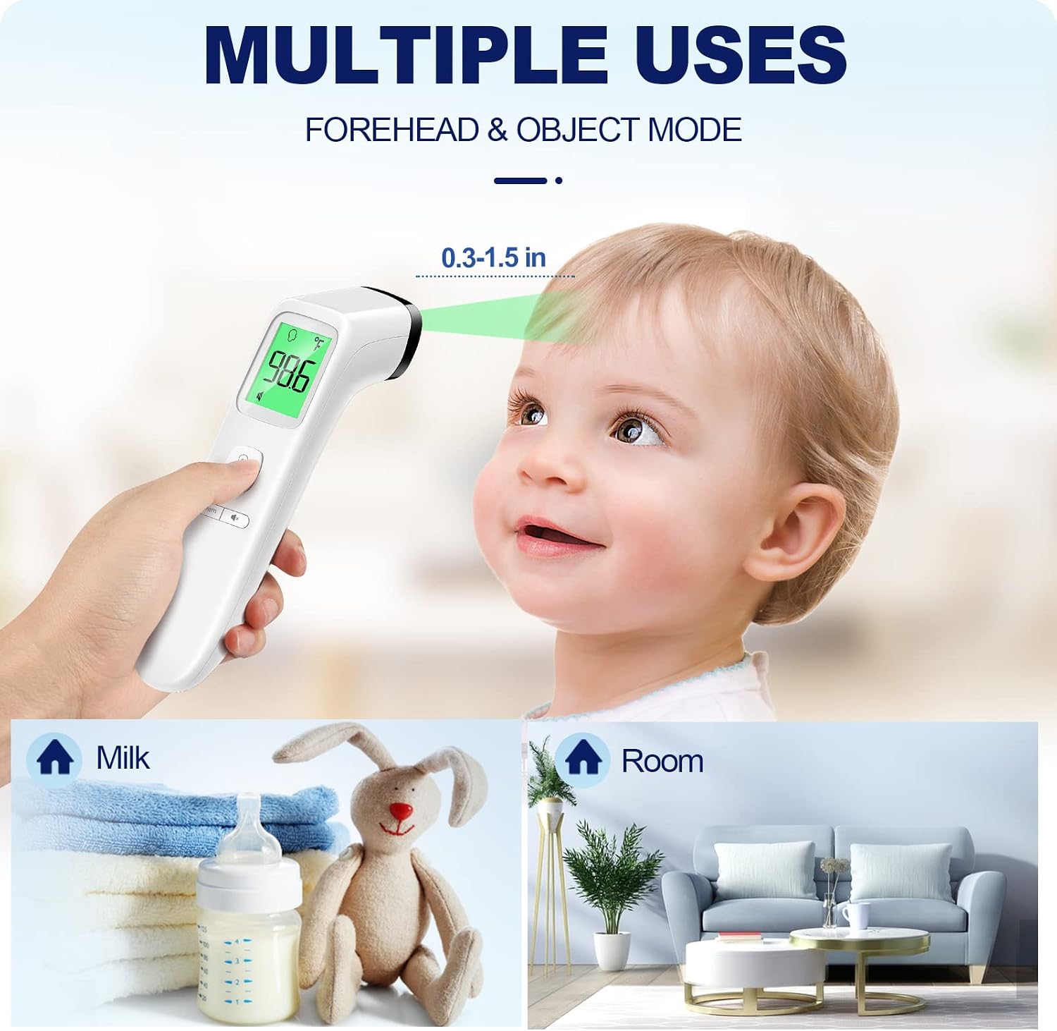 Detalle 2 de No-Touch Thermometer for Adults and Kids – 2 in 1 Forehead & Object Mode