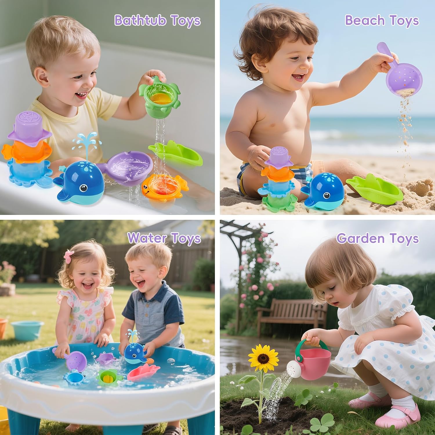 Thumbnail 6 de Mold Free Bath Toys, 11PCS: Safe, Easy-Clean Floating Boats, Whale, and More for Babies 12+ Months