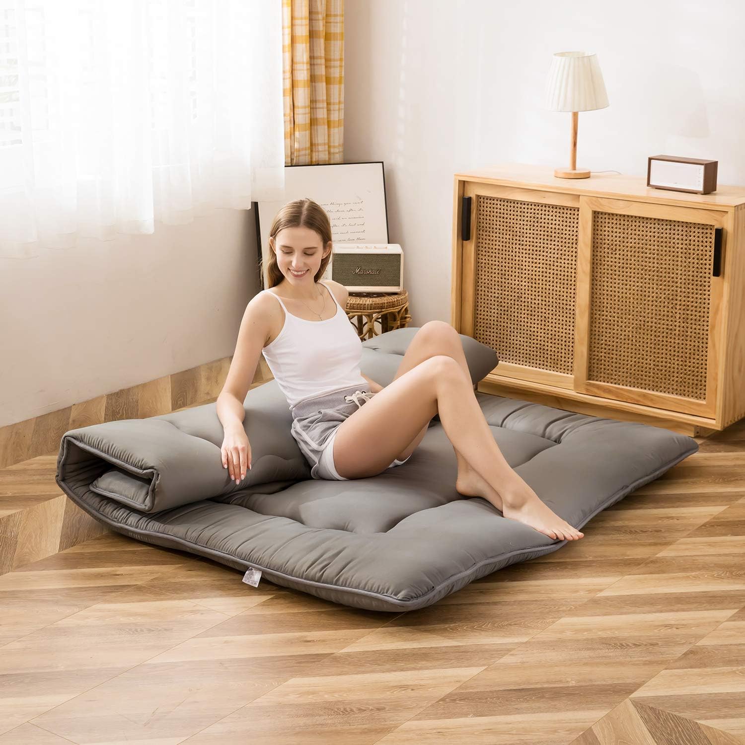 Thumbnail 6 de MAXYOYO Japanese Floor Mattress Futon Mattress, Thicken Tatami Mat Sleeping Pad Foldable (Charcoal Grey, Single)