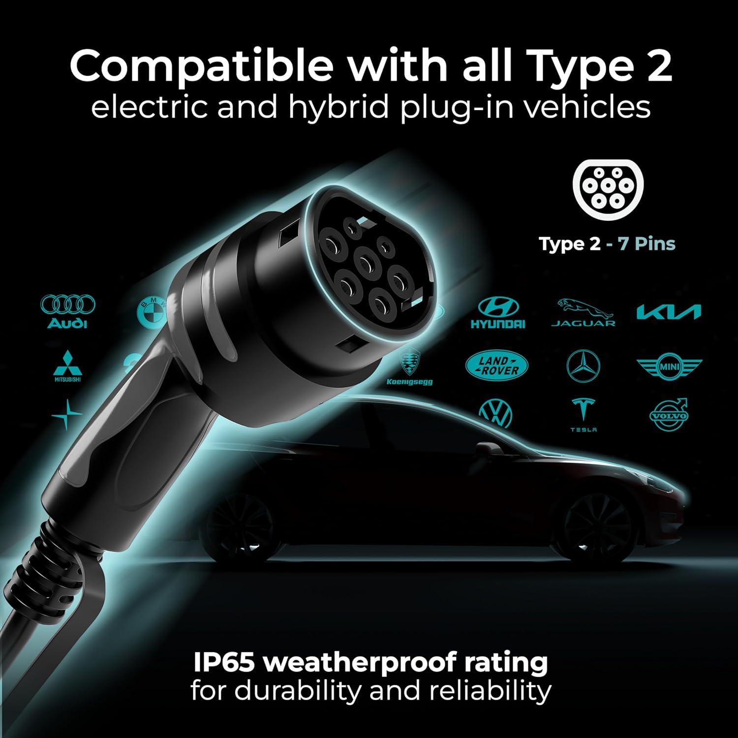 Thumbnail 5 de Masterplug Smart EV Home Wall Charger (Type 2, 7.4kW, 32A) with Wi‑Fi, Solar charging and Auto‑Lock – EVCM3SS7W‑MP