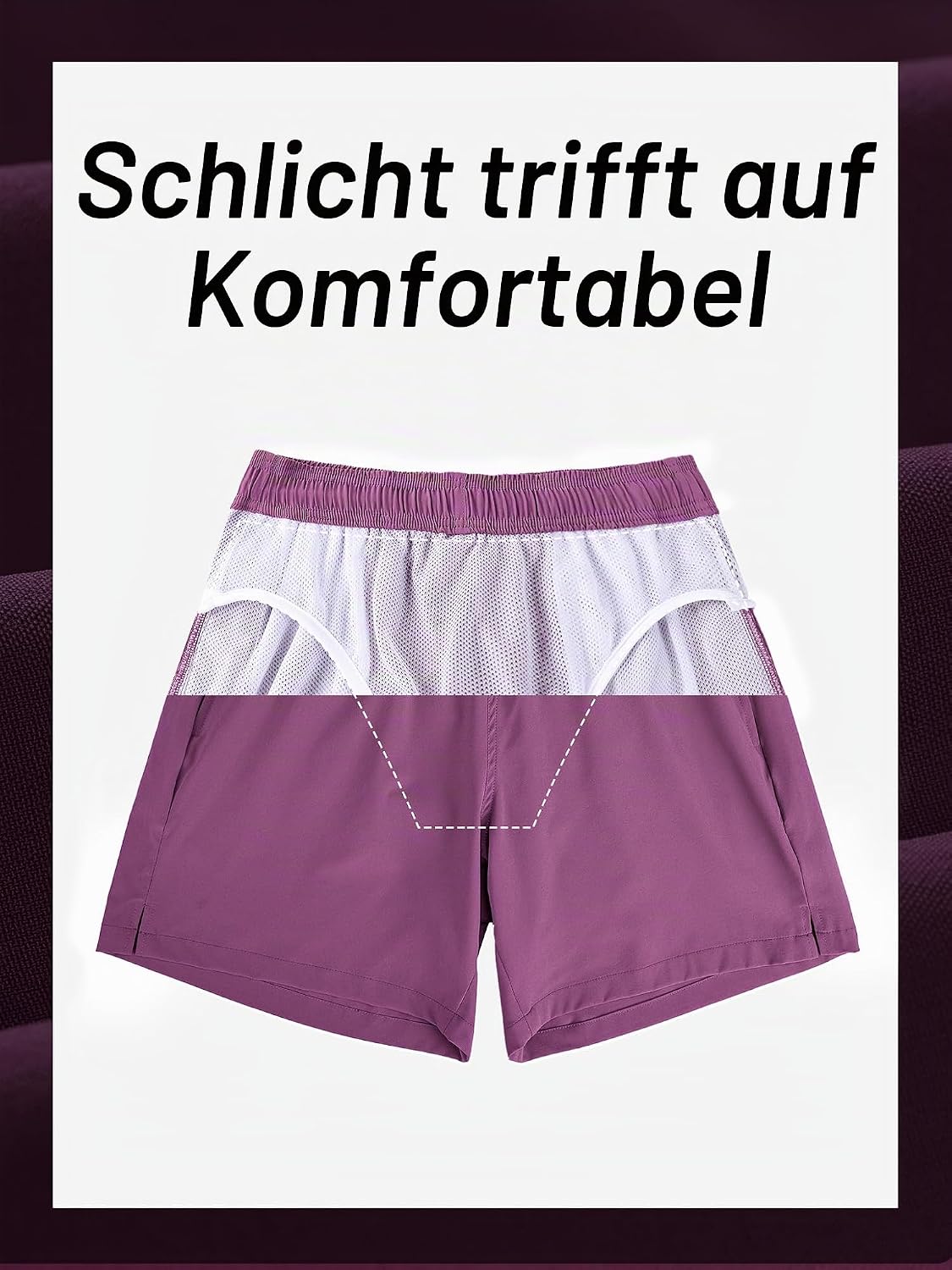 Detalle 2 de Arcweg Badehose Herren mit Reißverschluss-Tasche – atmungsaktiv, wasserabweisend und verstellbar