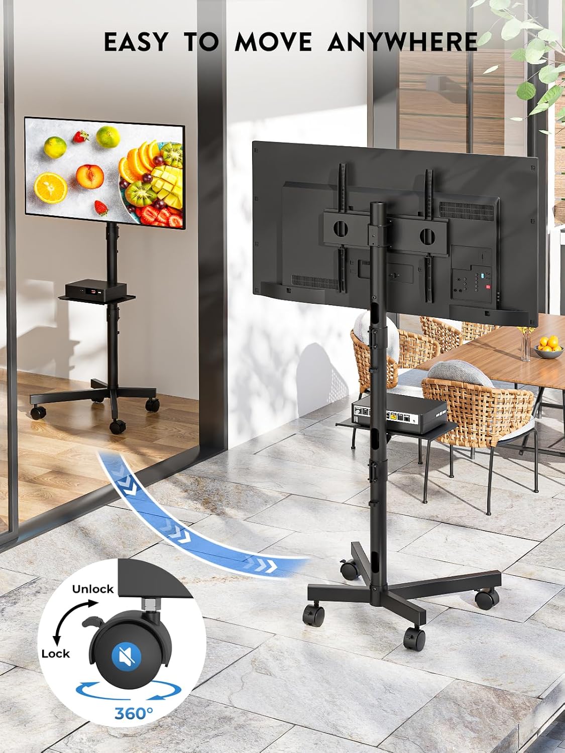 Thumbnail 6 de BONTEC TC-003B-US-FBA Mobile TV Stand for 23–60-Inch TVs, Adjustable Height