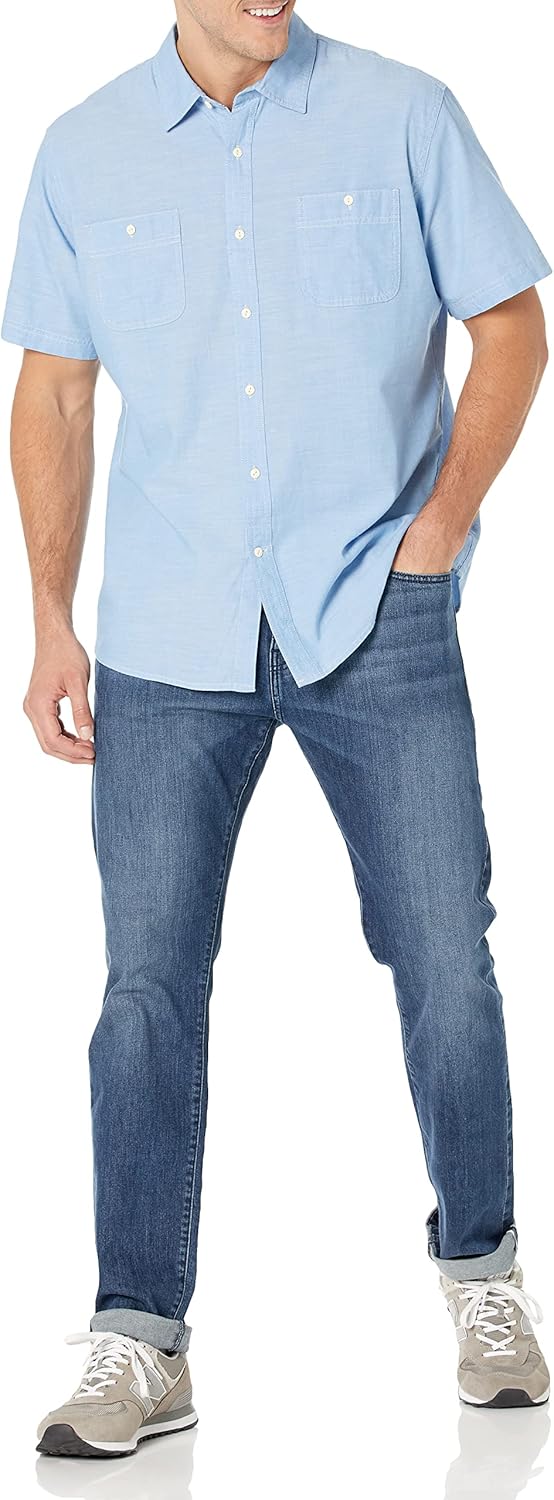 Thumbnail 3 de Amazon Essentials Herren Chambray-Hemd mit kurzen Ärmeln (normale Passform)