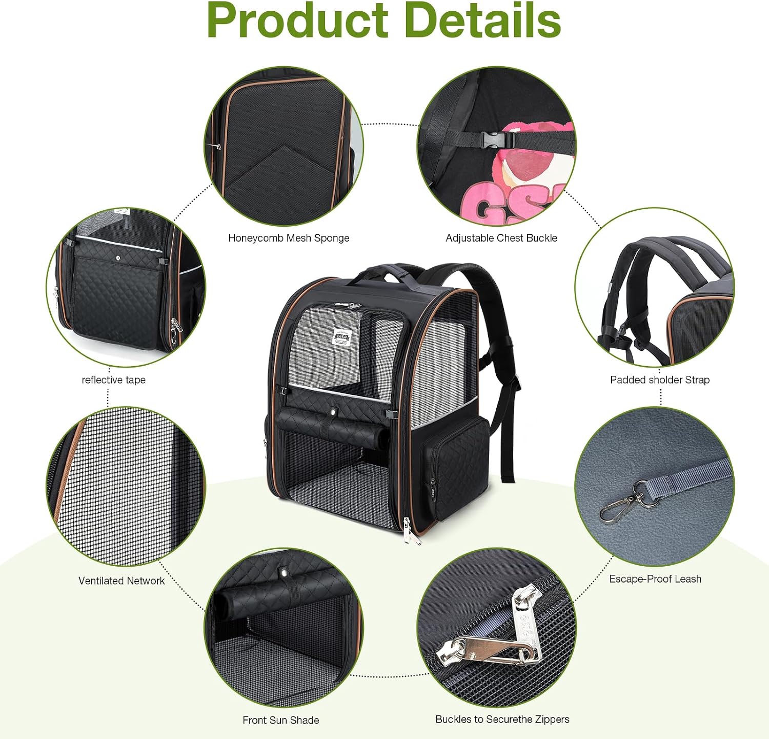 Thumbnail 5 de Lekespring Katzenrucksack erweiterbar 36×30×44 cm