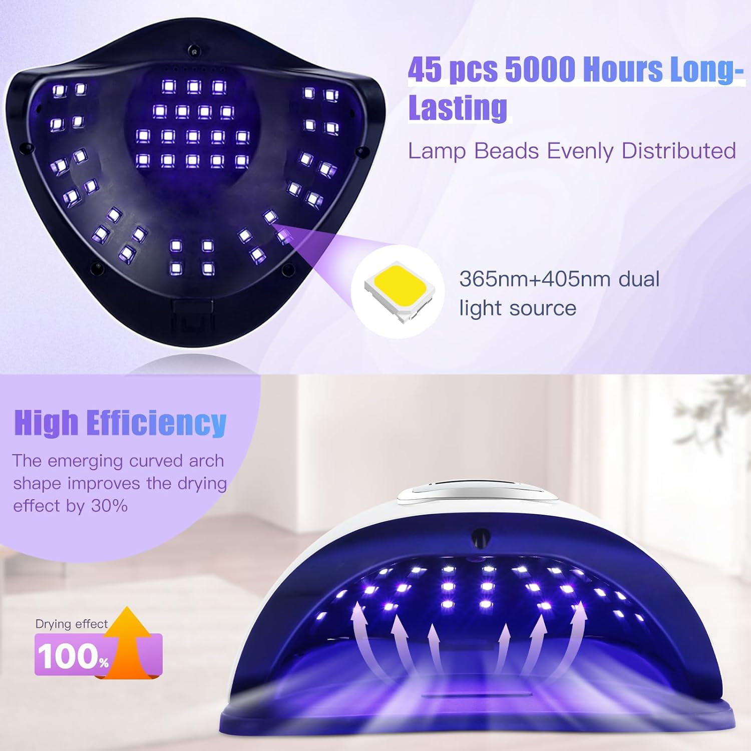 Thumbnail 1 de 320W UV-LED Nagellampe mit 66 LEDs, 4 Timer & Low-Heat-Modus (Nagelstudio & Zuhause)
