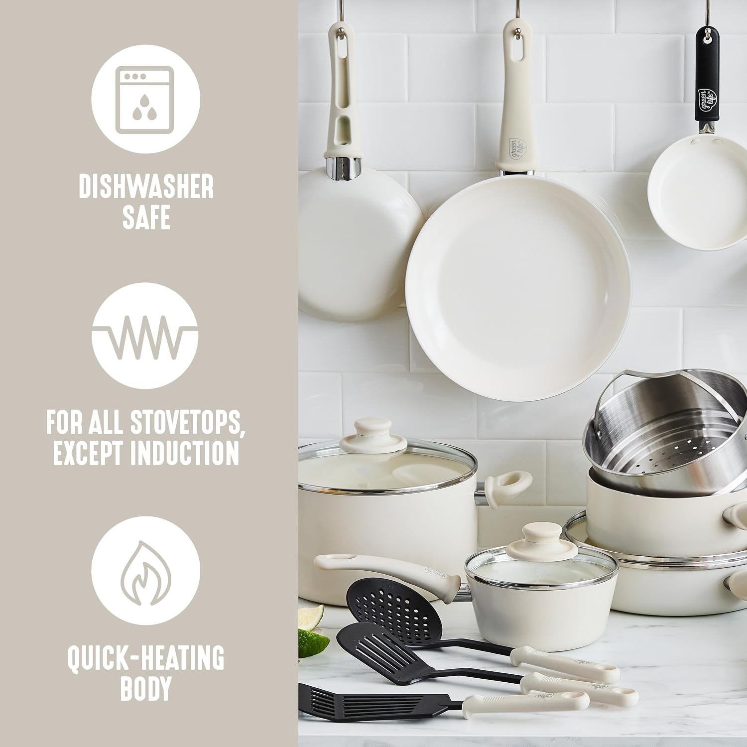 Detalle de GreenLife 16 Piece Cookware Set PFAS-Free