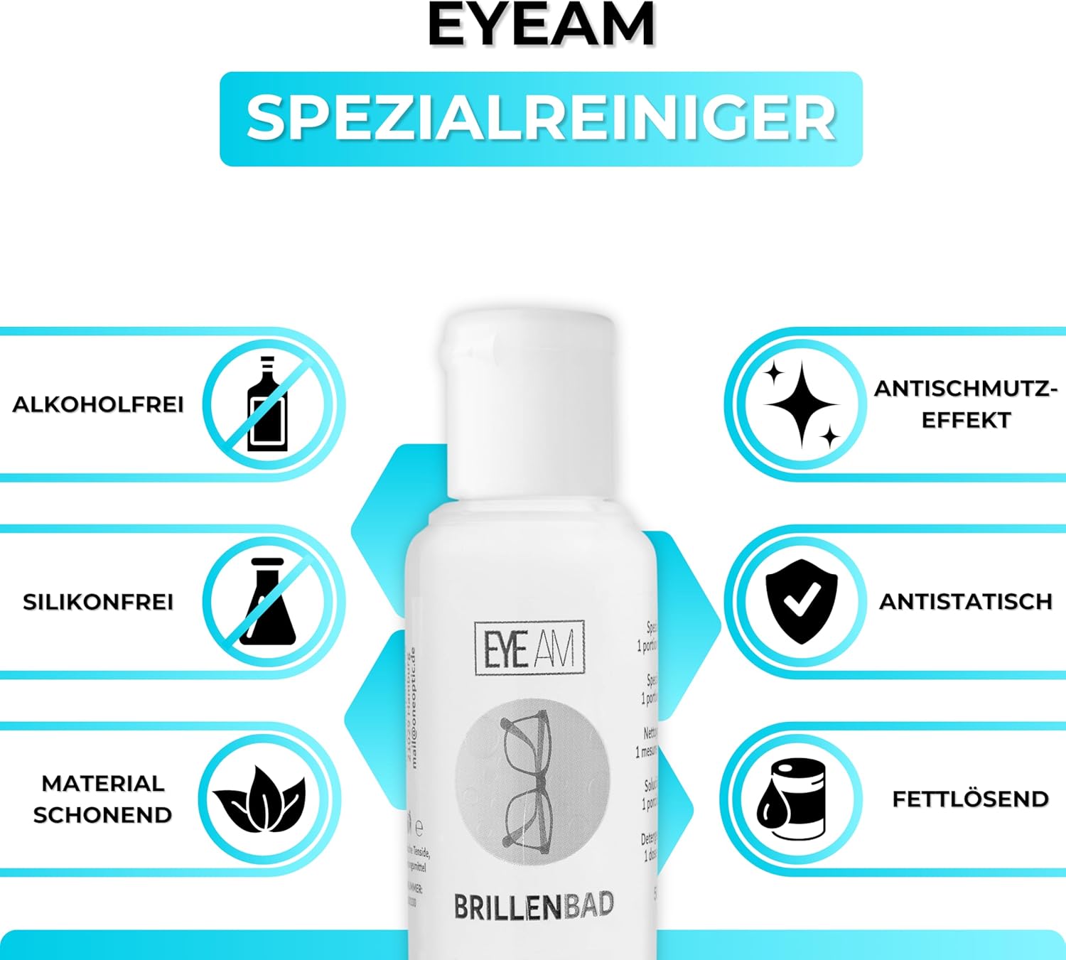 Thumbnail 4 de EyeAm Brillenbad Türkis – Set mit 50 ml Spezialreiniger und Mikrofasertuch (40 x 40 cm) von Demel Augenoptik