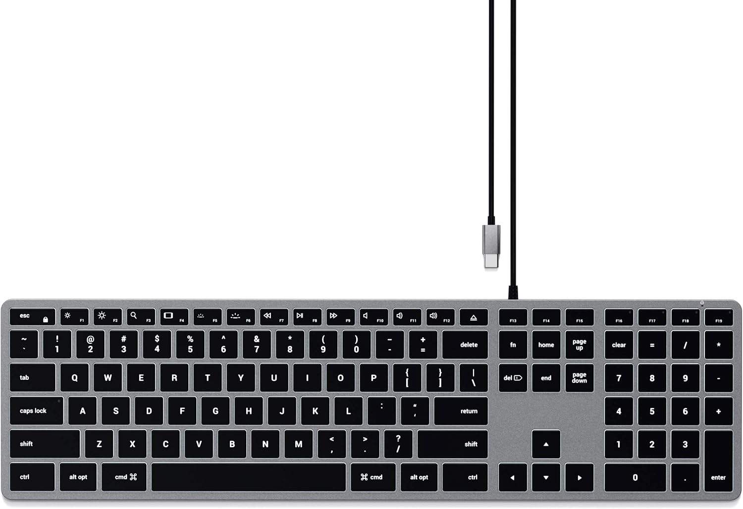 Detalle de Satechi Slim W3 clavier rétroéclairé 2 ans ⌨