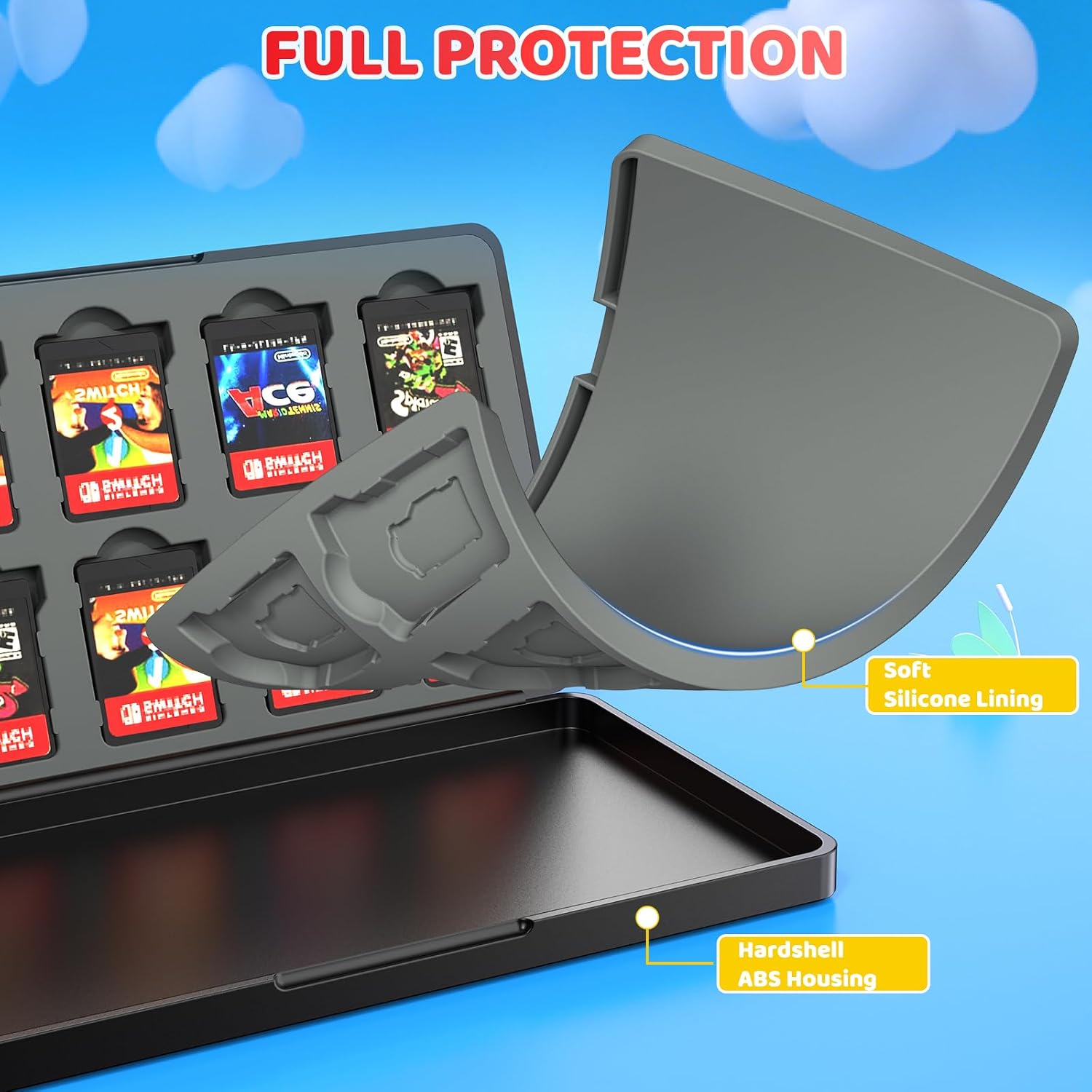 Detalle de Klipdasse Switch Spiele Aufbewahrung für Nintendo Switch 2/Switch/OLED – 20 Spielkarten-Slots & 20 Micro SD Slots, Magnetverschluss, Hartschalen Case