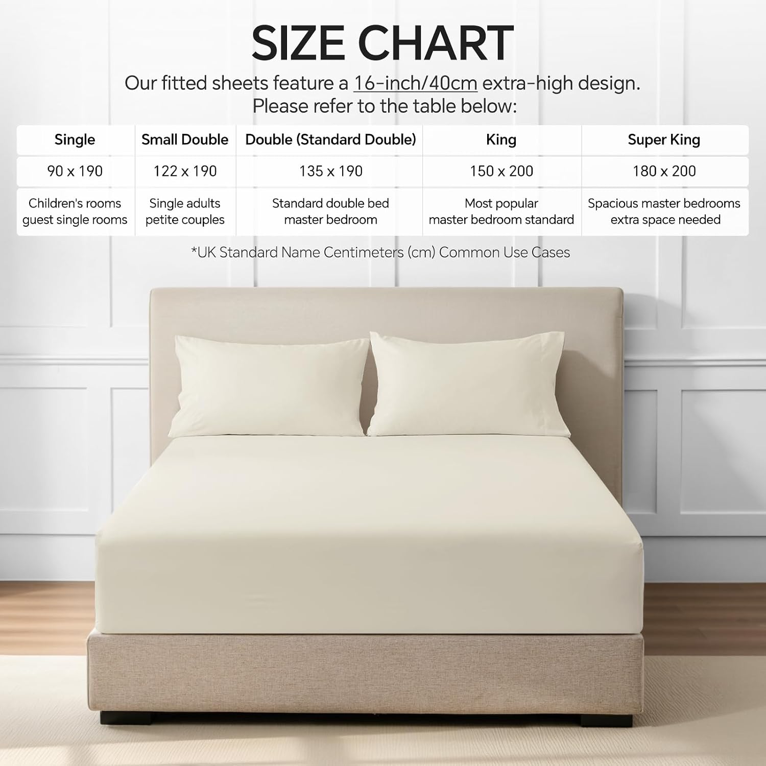 Thumbnail 5 de BEDELITE Super King Size Fitted Sheet Deep – Cream Yellow Brushed Microfibre, 40 cm Pocket