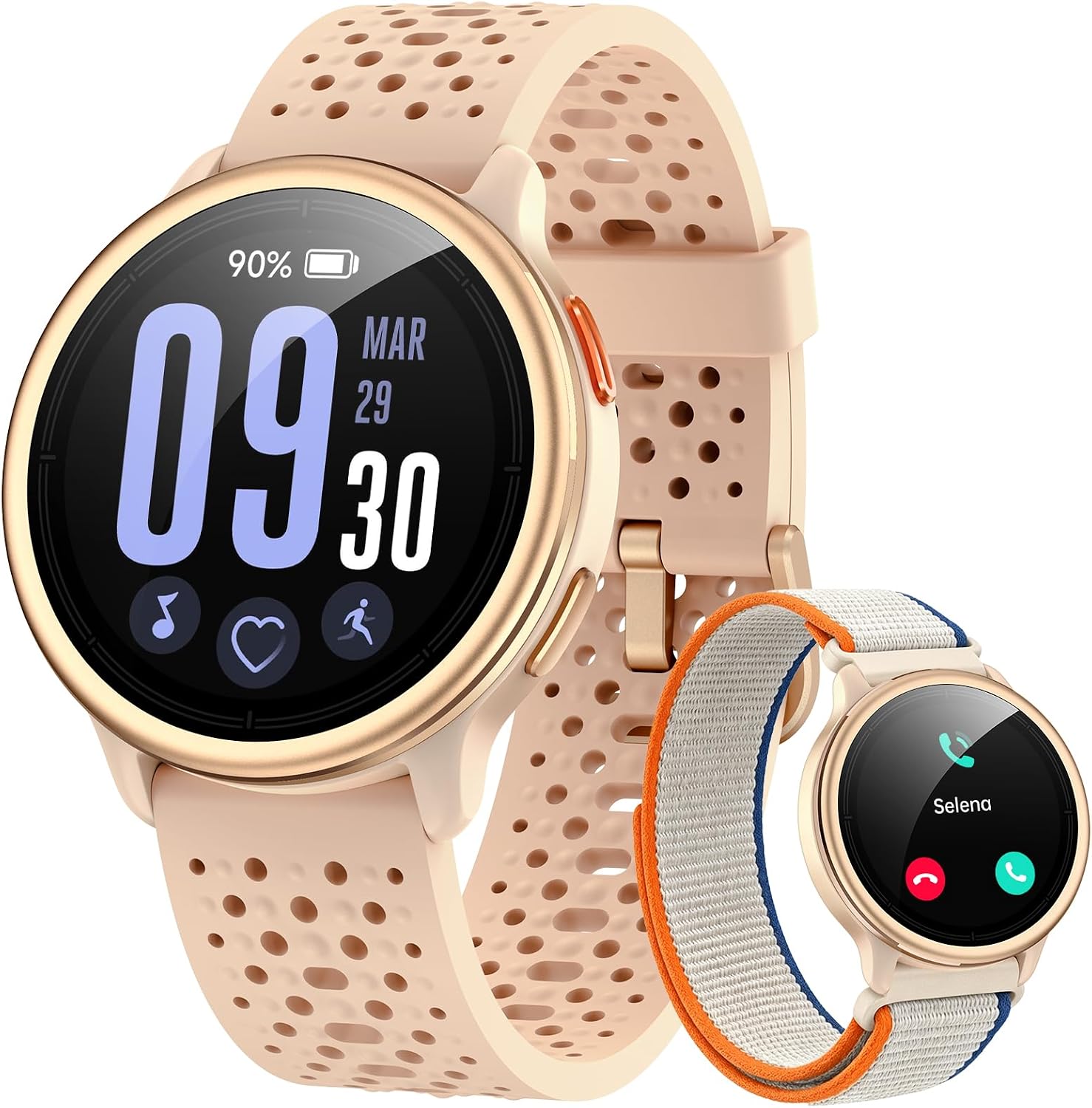 Detalle de Tensky Women's Smart Watch: 1.27" Round Fitness Tracker with 120+ Modes, 2 Straps & Health Monitoring