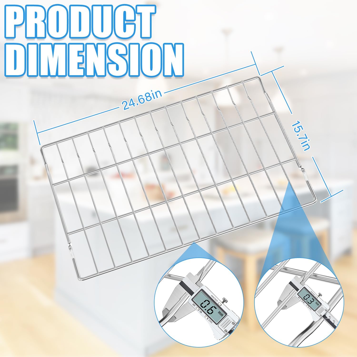 Detalle de YEECHUN MHL63411403 Oven Rack Set, 304 Stainless Steel, 24.68 x 15.7 in