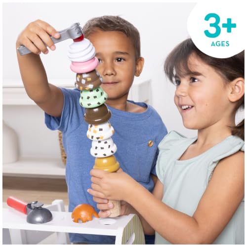 Detalle de Melissa & Doug Wooden Ice Cream Toy Shop | Role Play Set for Kids (Age 3+)