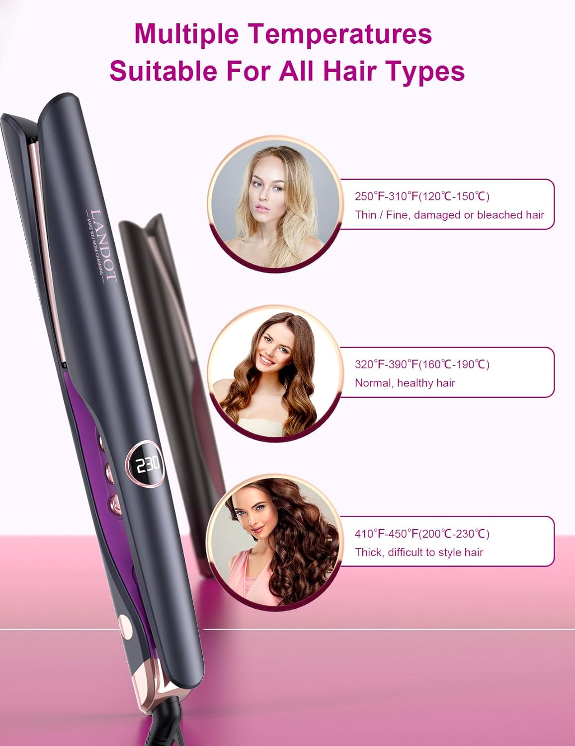 Thumbnail 5 de LANDOT Glätteisen 2in1 Locken Glätten 120–230 °C ⌚🎀