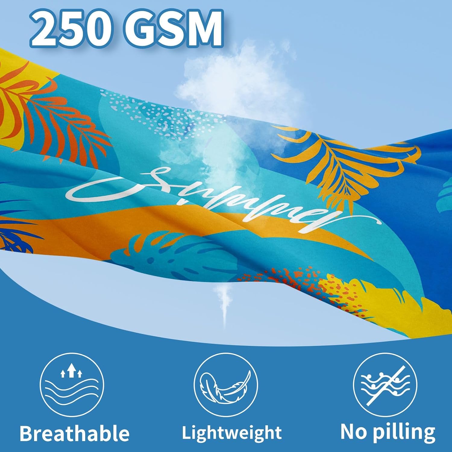 Detalle de Microfibre Beach Towels for Adults 200x90cm (2 Pack) – Extra Large Sand-Free Quick Dry Towels, Gift Boxed, 250 GSM