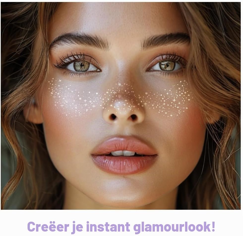 Thumbnail 6 de AOOWU 5064271 glitter-sproetentattoos, 20 zilveren sterren en stippen