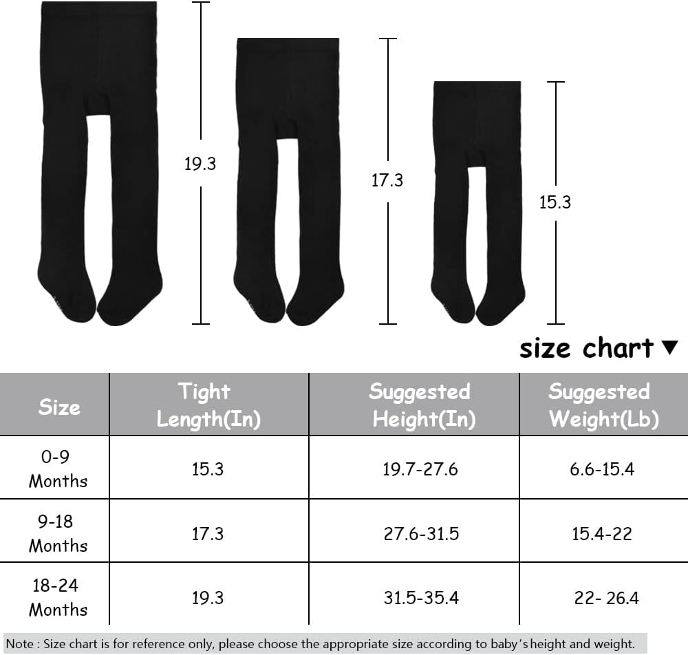 Thumbnail 6 de Baby Girls Tights 3 Pack Cotton Pantyhose (Newborn to 24 Months) – Knit Leggings Stocking in Black, White