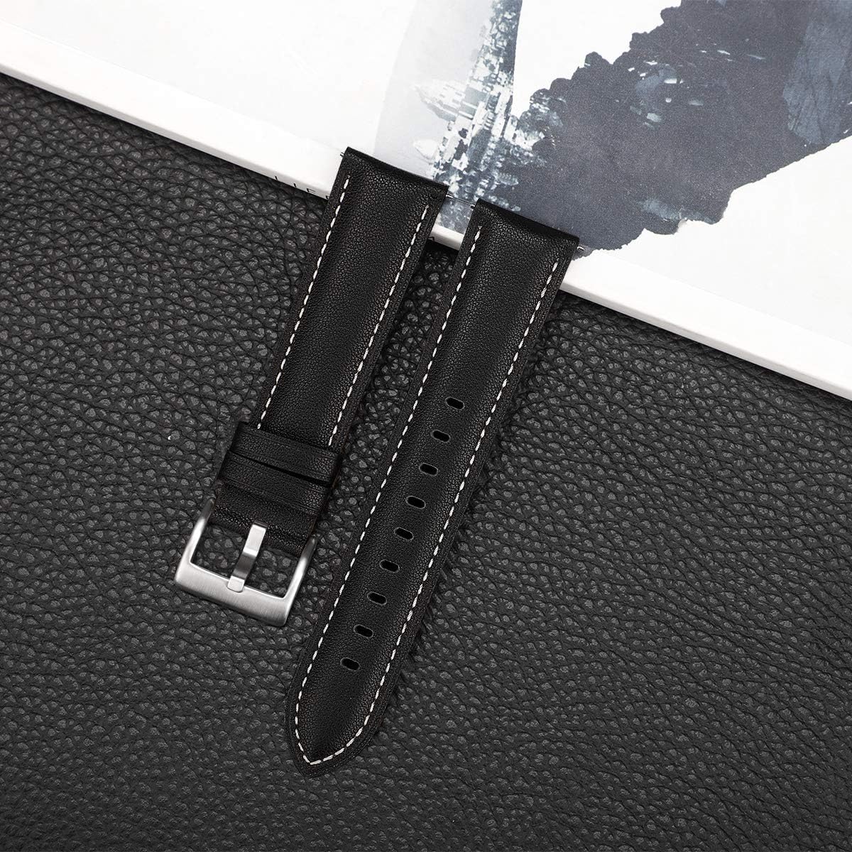 Detalle de INF Armband für Samsung Galaxy Watch 3 (45 mm) aus echtem Leder, schwarz