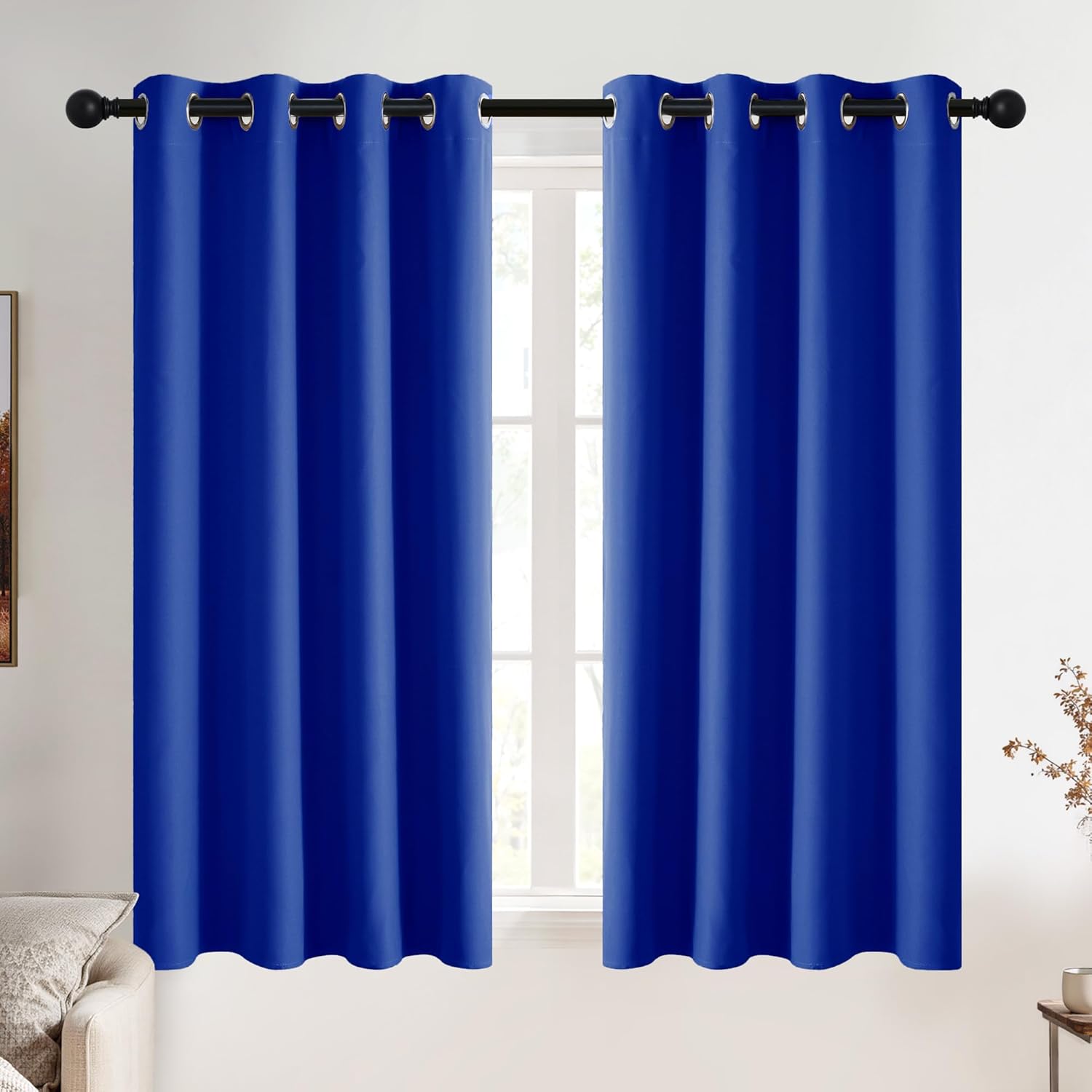 Detalle de PONY DANCE Royal Blue Blackout Curtains 46×54 in 🪟