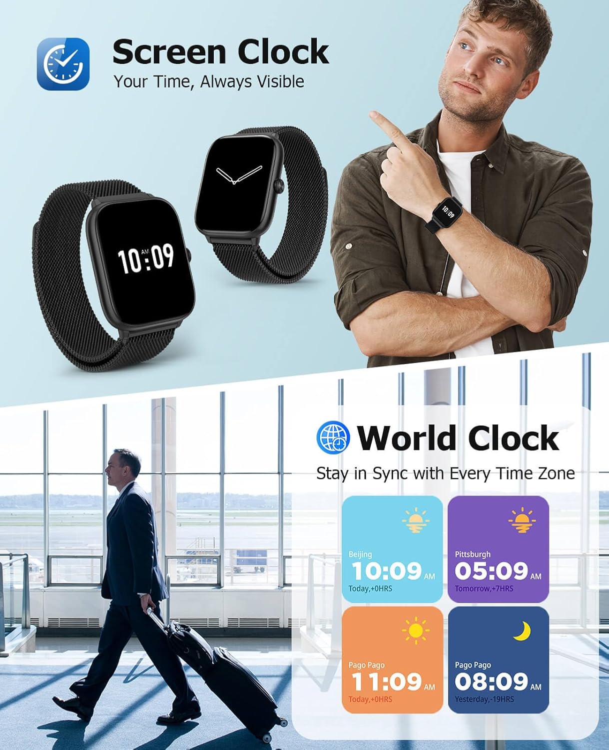 Thumbnail 4 de Smart Watch for Men with Blood Pressure Monitor — 2.06" AMOLED, 118 Sports Modes, IP68 Waterproof