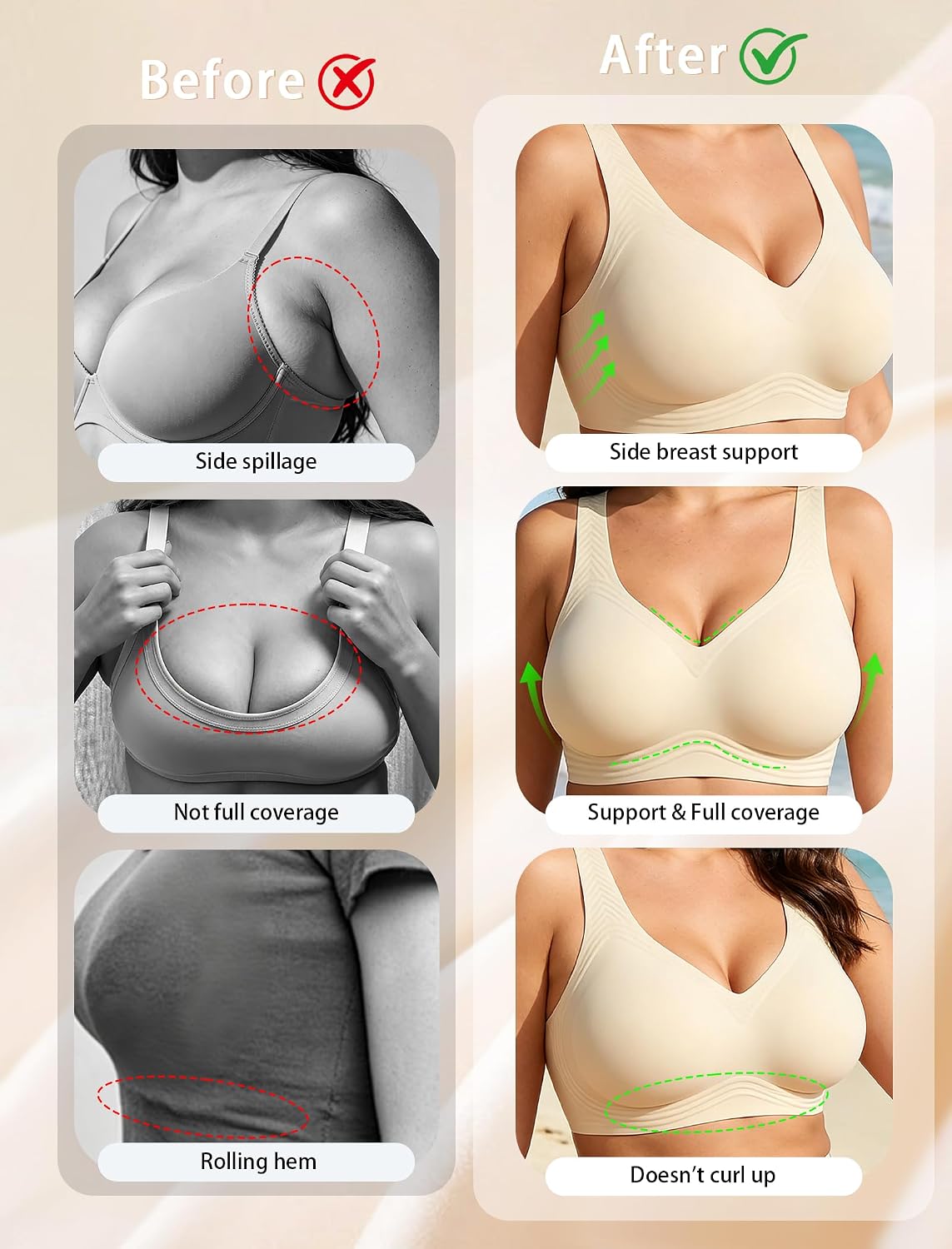 Detalle de Jelly Wireless Bra Plus Size: Supportive Seamless Full-Coverage Push-Up (No Underwire)