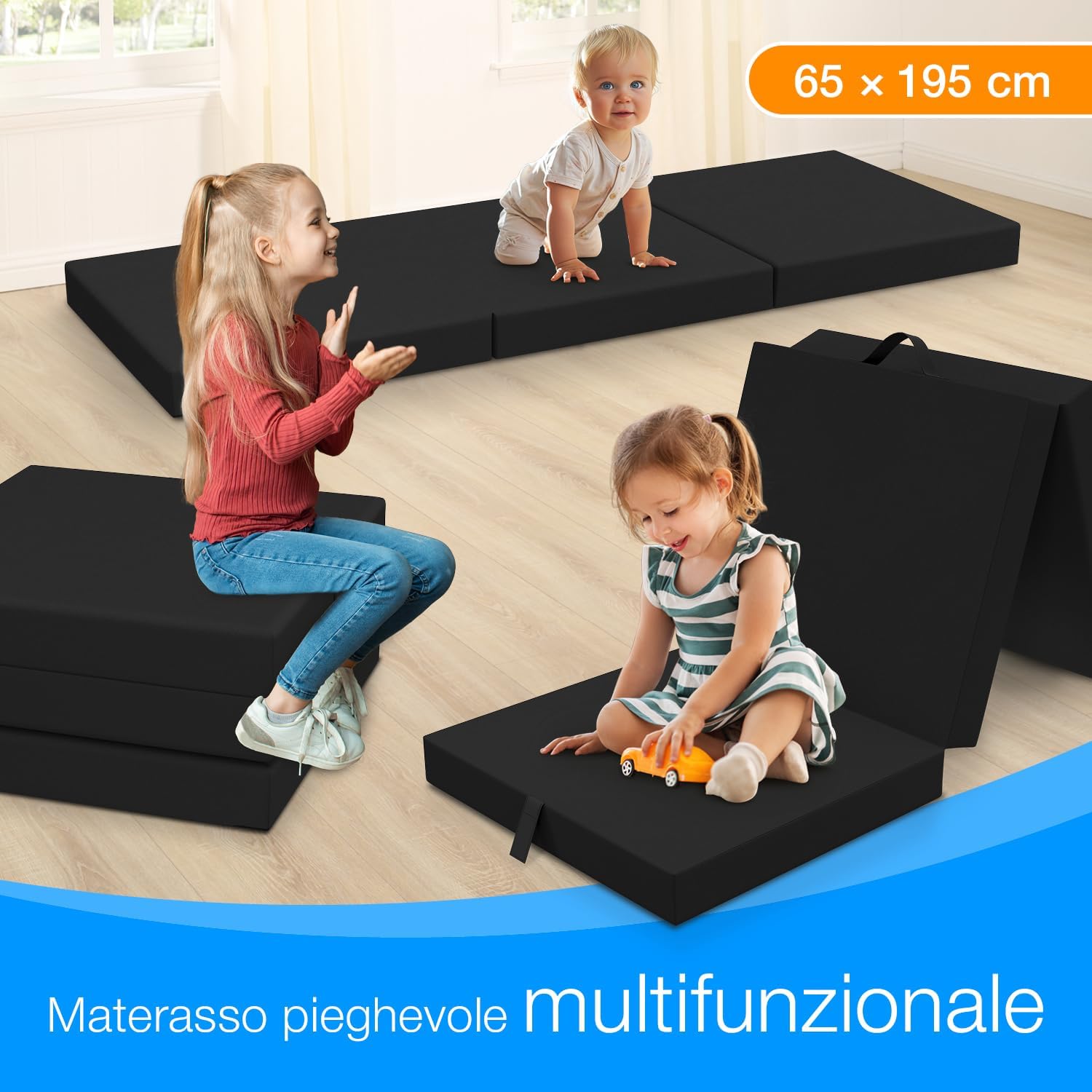 Thumbnail 2 de ELONEO Materasso Pieghevole 65x195 cm: comodo supporto da viaggio per bambini e adulti