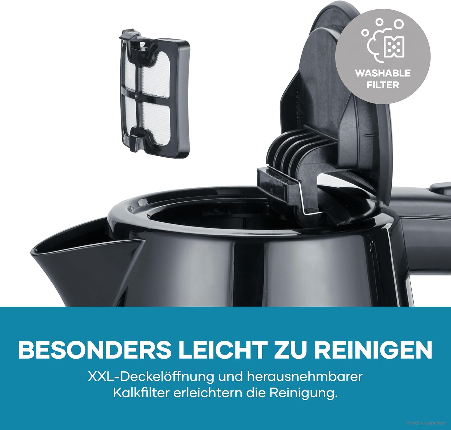 Detalle de SEVERIN Wasserkocher WK 3410 – kabellos, 1,0 L, 2200 W, schwarz