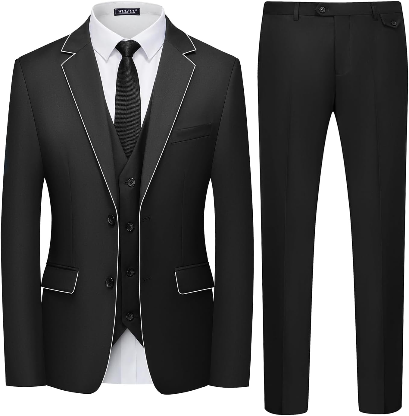 Detalle 2 de WULFUL Men's 3-Piece Slim Fit Suit Set 3-piece 🕴