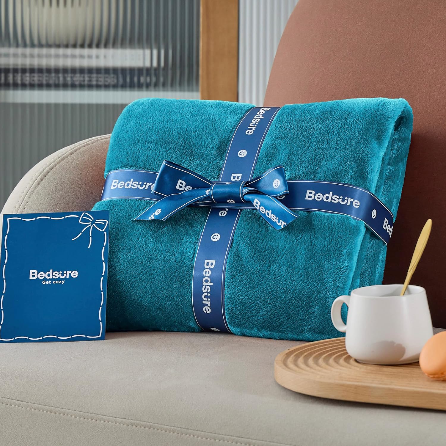 Thumbnail 6 de Bedsure Fleece Blanket King Size – Soft Cosy Fluffy Throw Blanket, Teal 270x230 cm