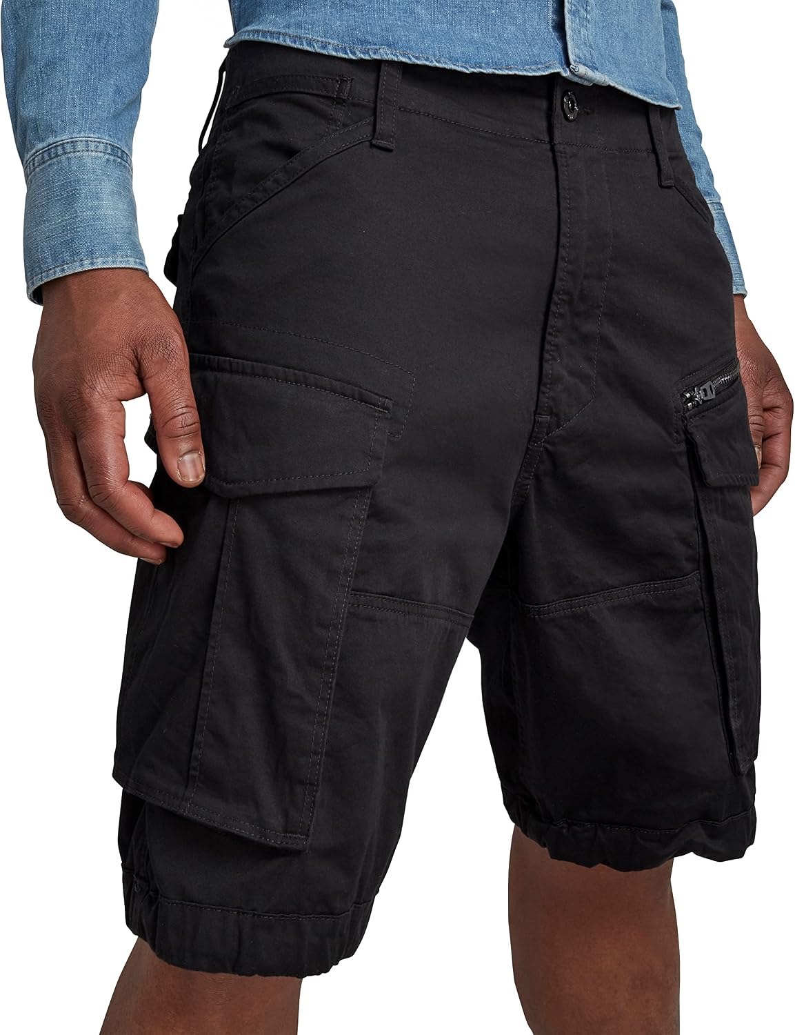 Detalle de G-STAR Herren Rovic Zip Relaxed Shorts – lockerer Bund, hohe Leibhöhe, gerades Bein