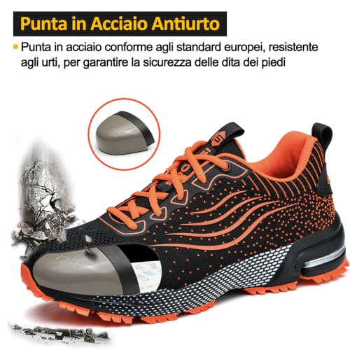 Detalle de CYKYGGO Scarpe Antinfortunistiche Arancione EU 42: sicurezza e comfort per chi lavora in ambienti esigenti