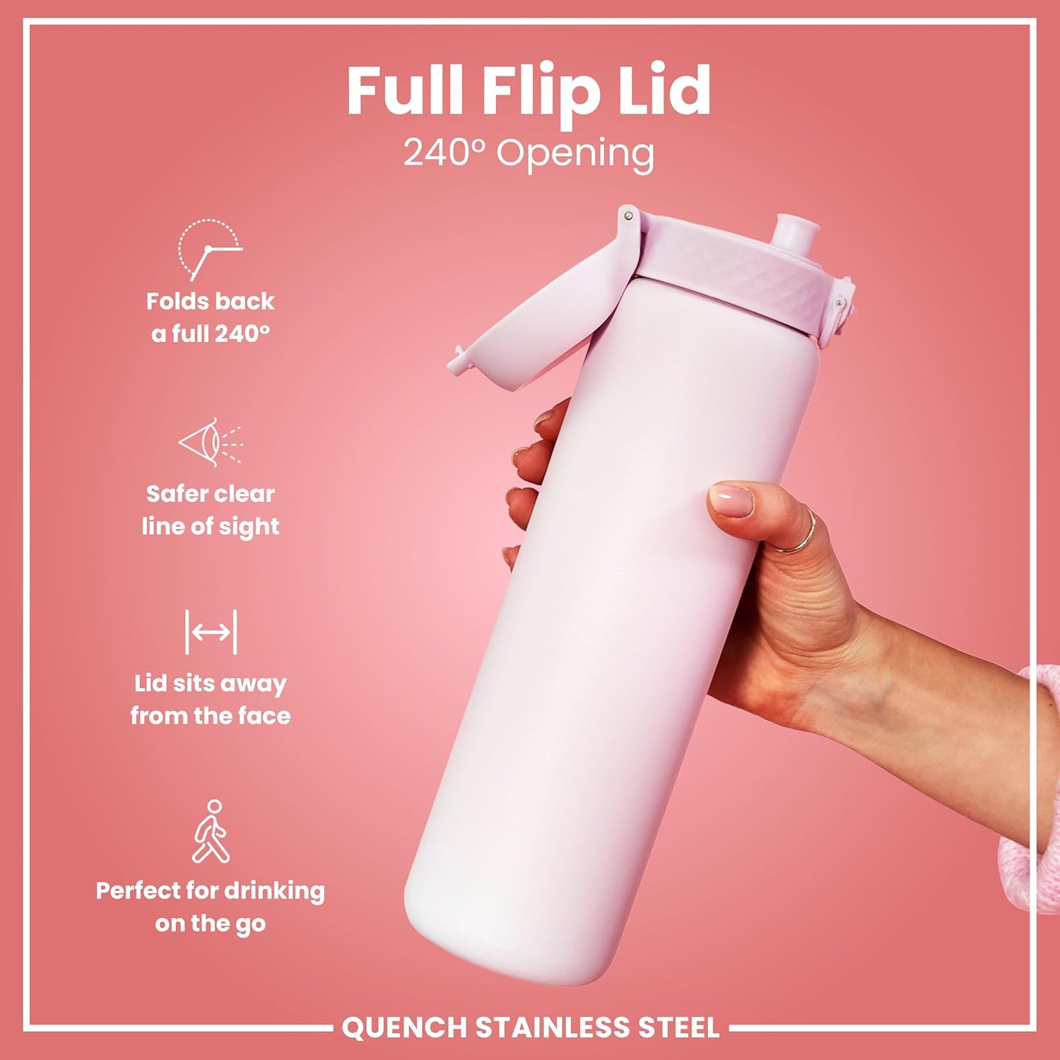 Thumbnail 3 de ION8 Lightweight 1 Litre Stainless Steel Water Bottle (Non-Insulated, Leak-Proof)