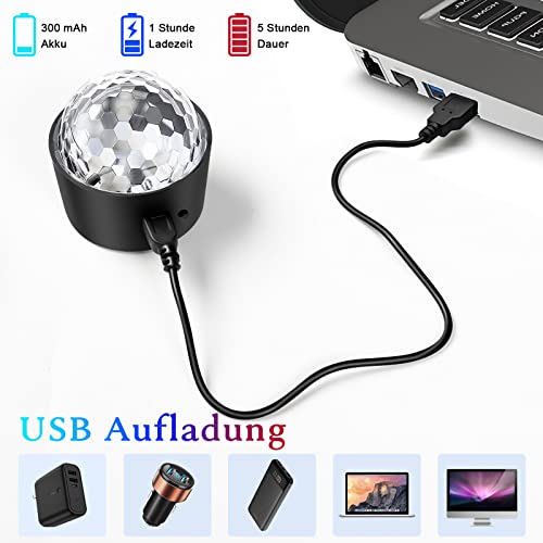 Detalle de SEBRUANC Mini Discokugel: Musikgesteuerte LED-Partylicht mit USB-C, 380 mAh