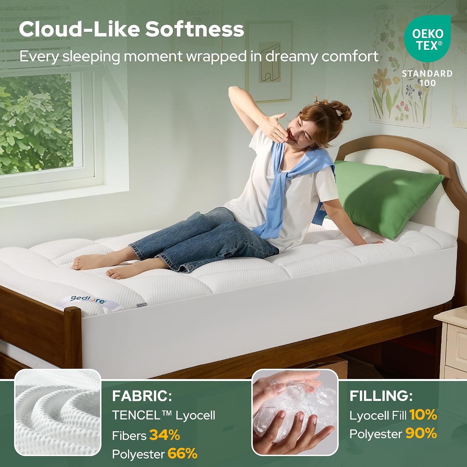 Detalle de BEDLORE Mattress Topper Twin XL