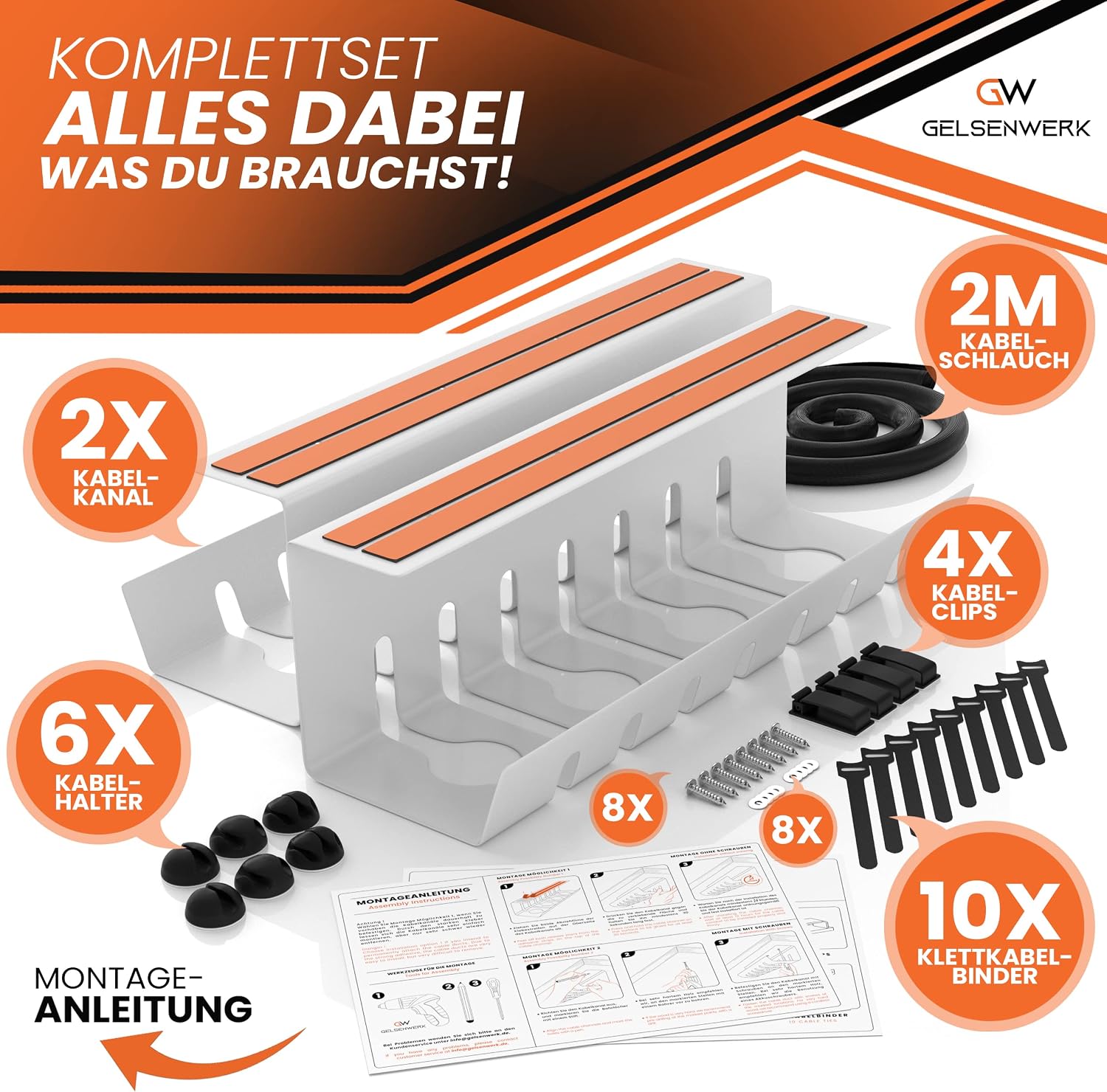 Detalle 2 de GELSENWERK Kabelkanal Schreibtisch 2er-Set