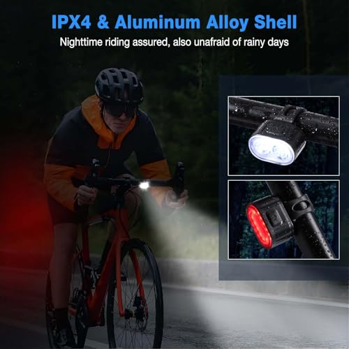 Detalle de Blendura Luces de Bicicleta Delantera y Trasera con 4+6 Modos, USB Recargable e IPX4