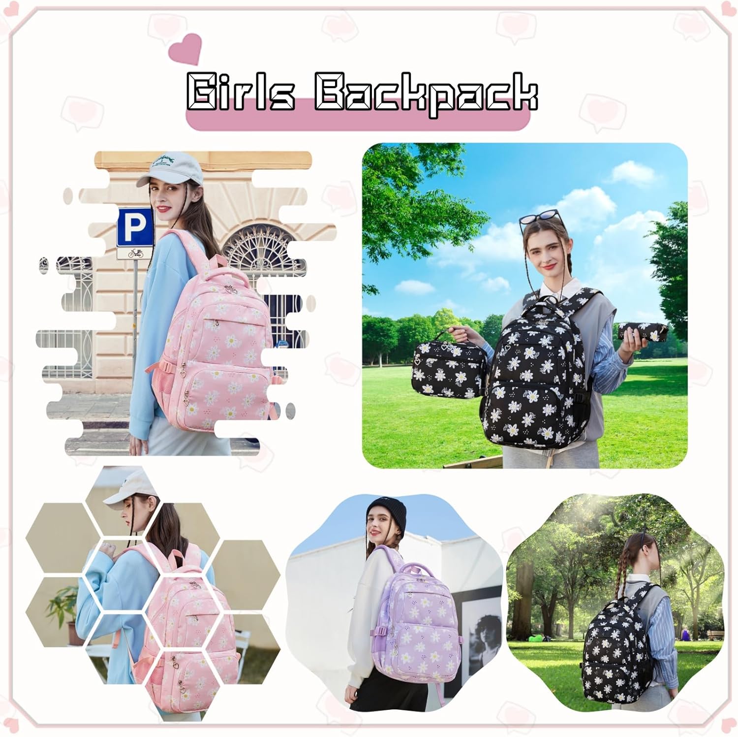 Thumbnail 5 de VIDOSCLA Girls Daisy Backpack: A Practical, Cheerful School Bag for Elementary Kids